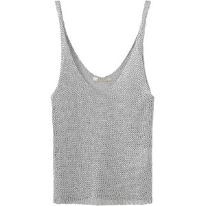 Cubic Silver Sleeveless Thin Knit Vest Silver XS female