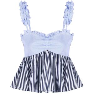 Cubic Babydoll Striped Sleeveless Top LightSteelBlue XS female