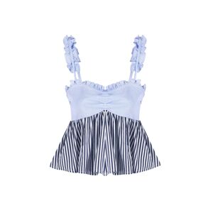 Cubic Babydoll Striped Sleeveless Top LightSteelBlue L female