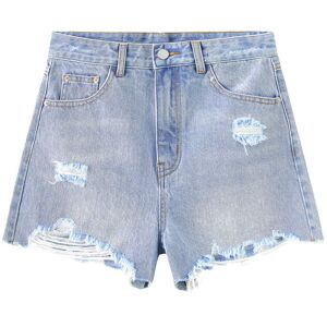 Cubic Distressed Denim Short Shorts Light Blue S female