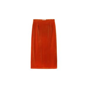 Cubic High Waisted Velvet Midi Pencil Skirt Red S female