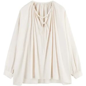 Cubic Oversized A-line Pleated Blouse Beige UN female