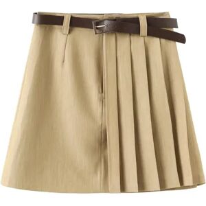 Cubic Asymmetric Pleated Mini Skirt Tan L female