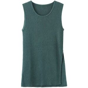 Cubic Sleeveless Slitted Thin Knit Top Green UN female