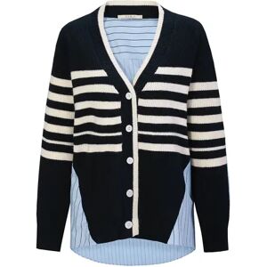 Cubic Navy Striped Knit Cardigan With Back Shirting Navy UN female