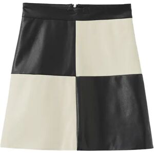 Cubic Checkerboard PU Leather Mini Skirt Black S female