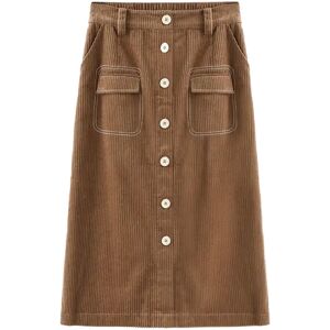 Cubic Buttoned Corduroy A-line Midi Skirt Brown M female