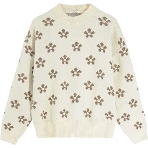 Cubic Mock Neck Brown Flowers Knit Sweater Beige UN female