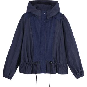 Cubic Short Denim Windbreaker Jacket Navy L female