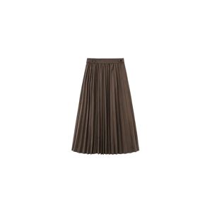 Cubic Pleated Suede Midi Skirt Saddle Brown S female