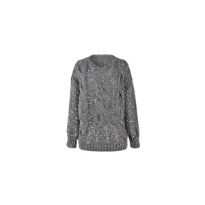 Cubic Boat Neck Thick Cable Knit Sweater Gray UN female