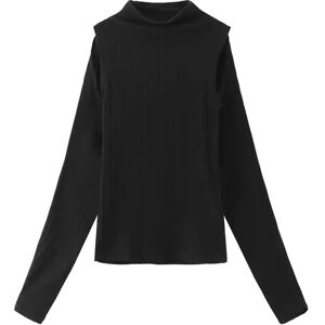 Cubic Detachable Knit Long Sleeve Top Black UN female