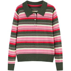 Cubic Striped Polo Knit Top Pink UN female