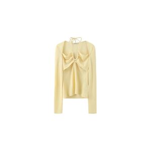 Cubic Halter Neck Long Sleeve Top Yellow S female