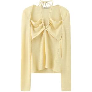 Cubic Halter Neck Long Sleeve Top Yellow S female