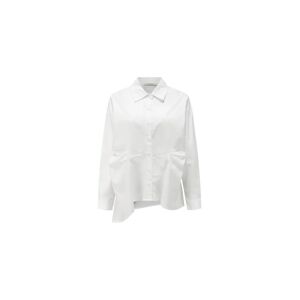 Cubic Asymmetric Hem Waist Pleated Shirt White UN female