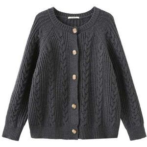 Cubic Fishbone and Ribbed Knit Cardigan DarkGray UN female