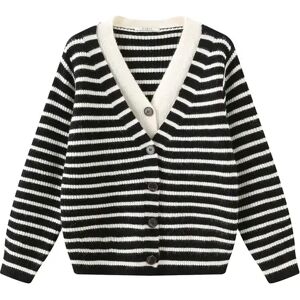 Cubic V-Neck Striped Knitted Cardigan Black UN female