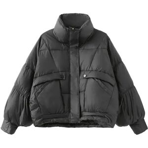 Cubic High Collar Short Puffer Jacket Black M female