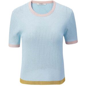 Cubic Contrast Colour Round Neck Knit T-shirt Light Blue UN female