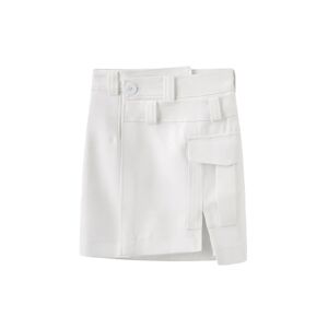 Cubic Wrap Mini Skirt with Outer Pockets White M female