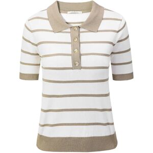 Cubic Striped Polo Short Sleeved Knit Pullover Khaki UN female