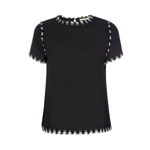 Cubic French Round Neck Chiffon Top Black S female