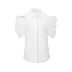 Cubic Off-Shoulder Short Sleeve Shirt White UN female