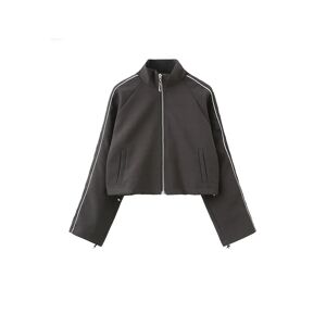 Cubic Cropped Zip Up Jacket DarkGray S female