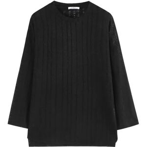 Cubic 3/4 Sleeve Loose Knit Top Black M female