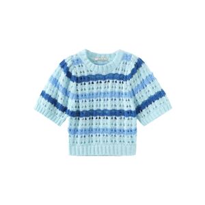 Cubic Striped Cropped Knit T-shirt Blue UN female
