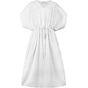 Cubic Vertical Striped V-Neck Thin Shirt Dress White UN female