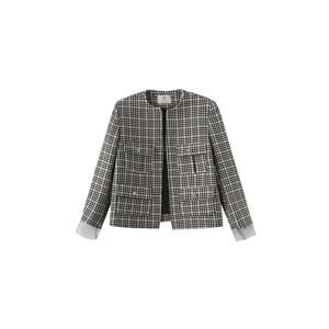 Cubic Round Neck Tartan Jacket Black S female