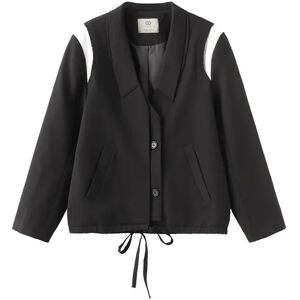 Cubic Shoulder Panel Drawstring Blazer Black S female