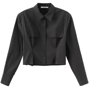 Cubic Cinched Waist Cropped Shirt Black S female