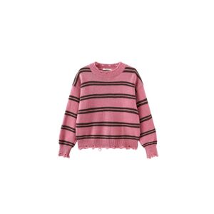 Cubic Distressed Striped Knit Sweater Pink UN female