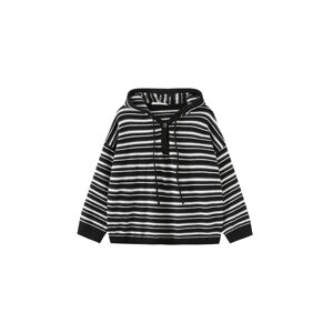 Cubic Striped Hood Knit Cardigan Black UN female