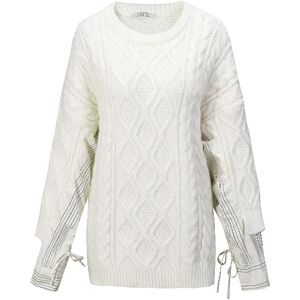 Cubic Cable Knit Jumper With Shirting Sleeves Beige UN female