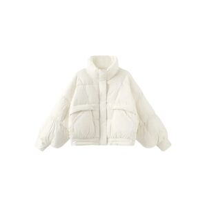 Cubic High Collar Short Puffer Jacket White M female