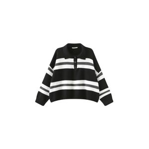Cubic Oversized Striped Polo Knit Sweater Black UN female