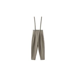 Cubic Tapered Tailored Trousers with Suspenders Tan S female