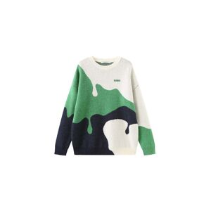 Cubic Melting Colour Block Oversized Knit Sweater Green S female
