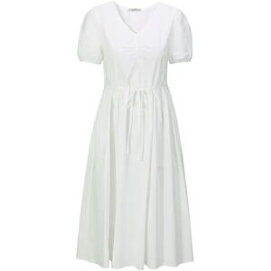 Cubic Puff Sleeve Cotton Midi Dress White UN female