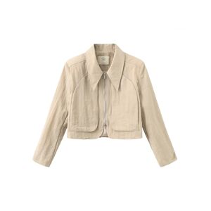 Cubic Zip Up Curved Short Jacket Wheat S female