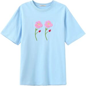 Cubic Oversized Flowers T-shirt Light Blue L female