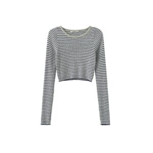 Cubic Striped Fitted Long Sleeve Top Green UN female