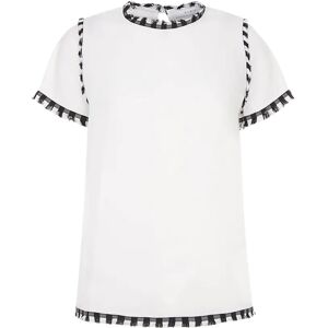 Cubic French Round Neck Chiffon Top White XL female