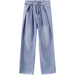 Cubic Wide Leg Front Slit Jeans LightSteelBlue L female