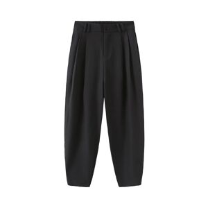 Cubic Cropped Pleated Carrot Pants Black L female