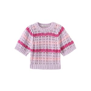 Cubic Striped Cropped Knit T-shirt Pink UN female